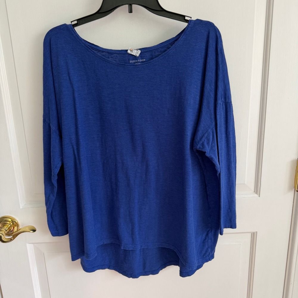 Eileen Fisher Hemp Organic Cotton Top Women XL Blue